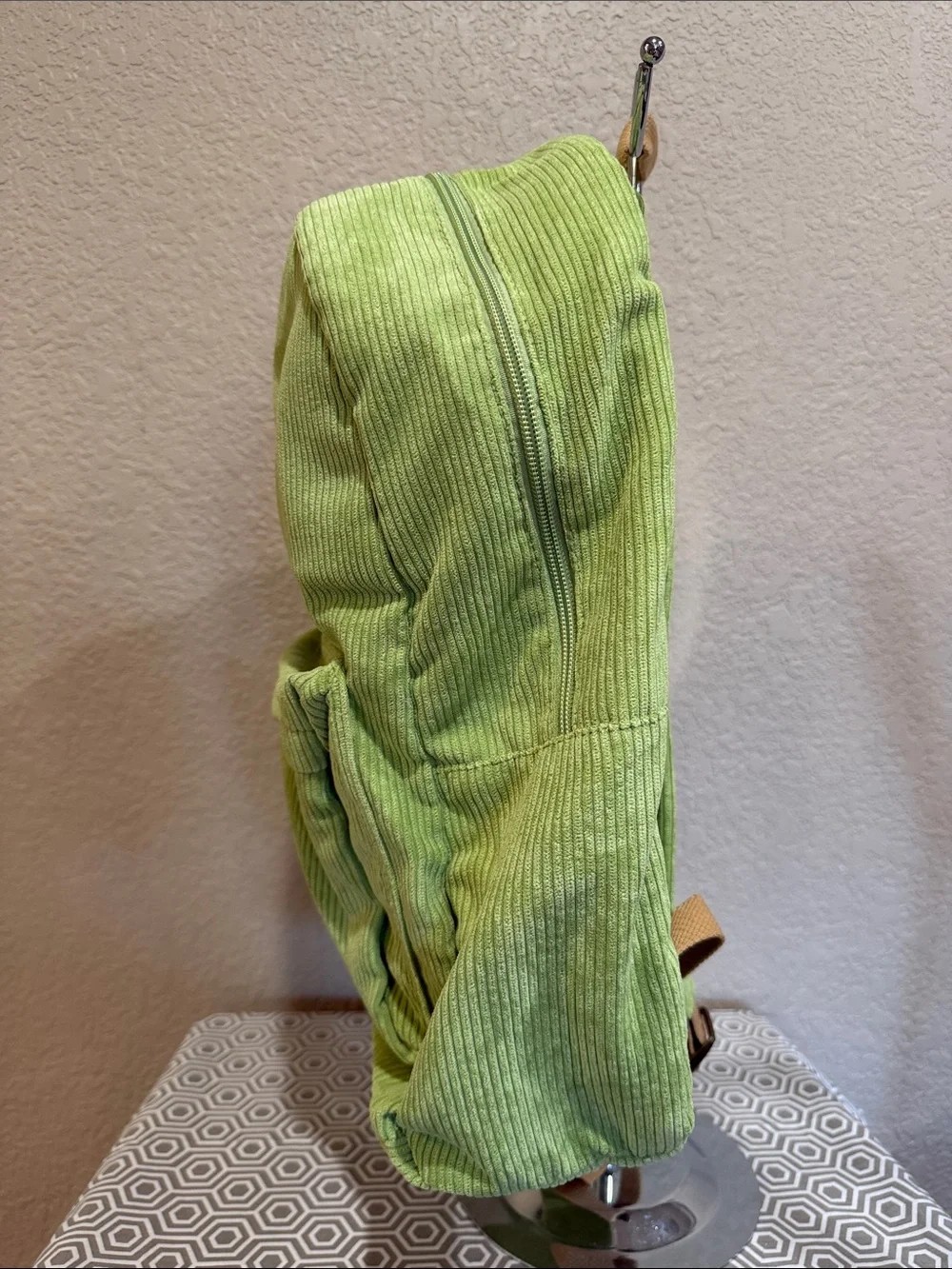 Billabong Light Green (avacado) colored Corduroy Backpack with Leather Logo